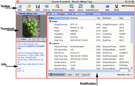 PowerExif 主界面